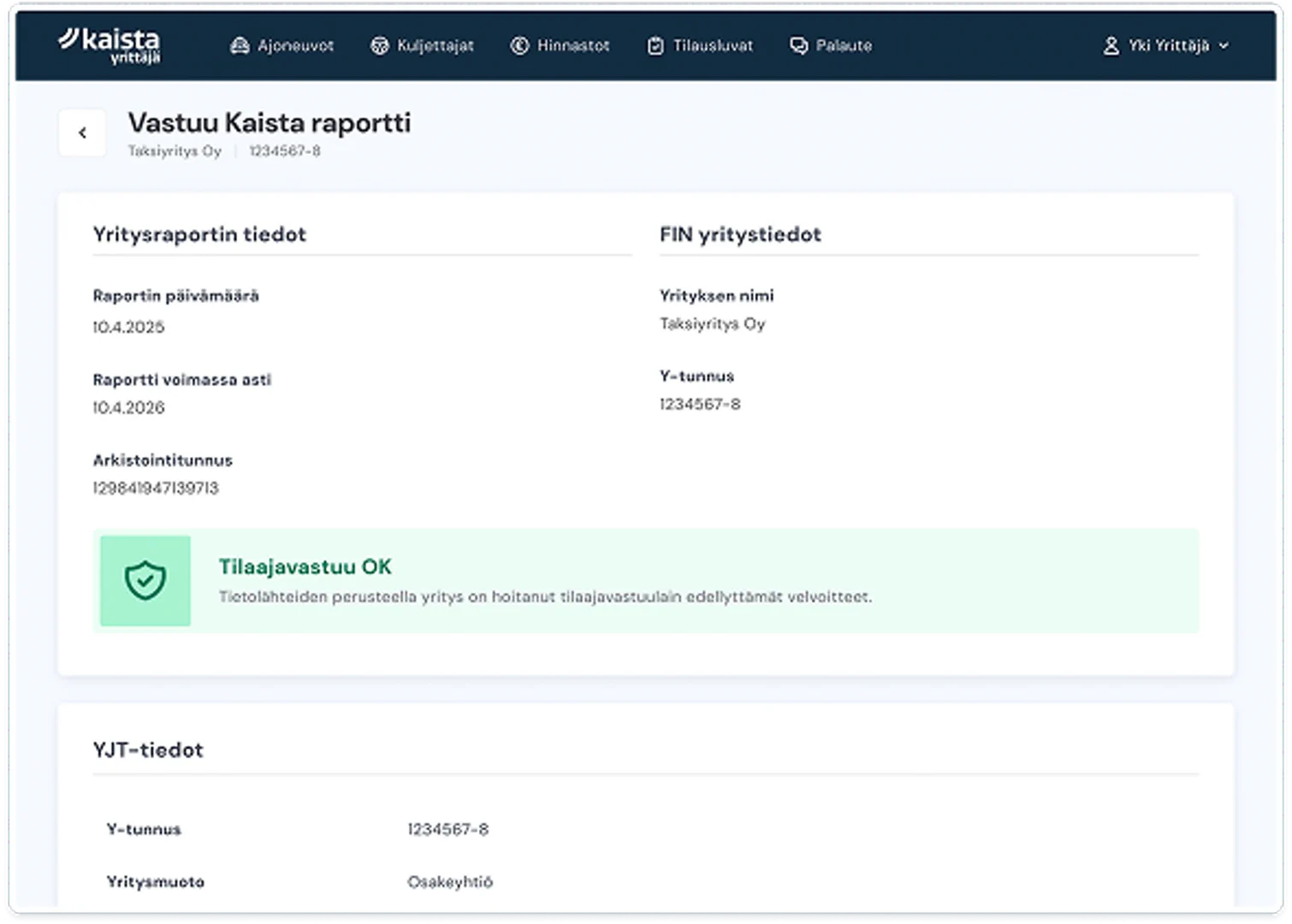 VastuuKaista report view